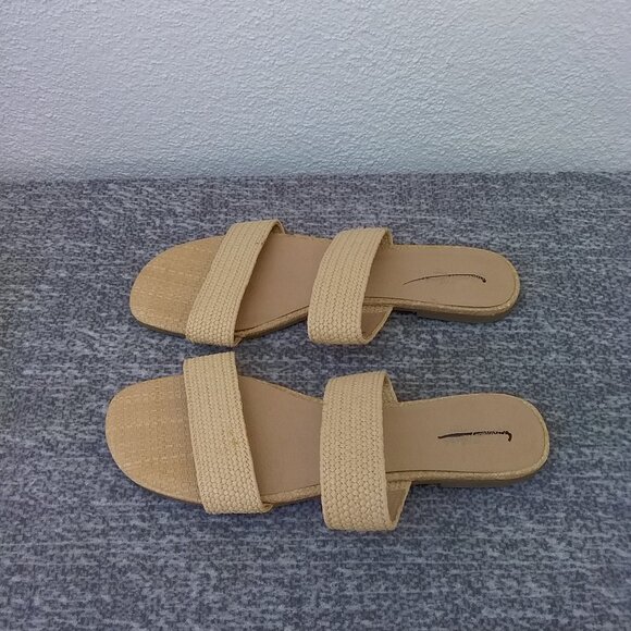 Universal Thread Sandals Women's 9.5 flats natural jute Summer Slides two bands - Picture 7 of 8